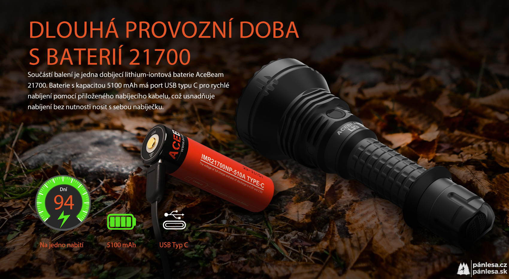 AceBeam L19 2.0, 2200 lm, Osram NM1 - Lovecká LED svítilna, černá