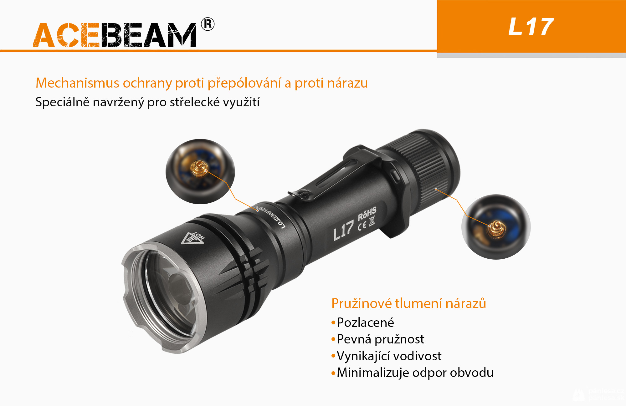 AceBeam L17, 2000 lm - Lovecká LED svítilna, černá