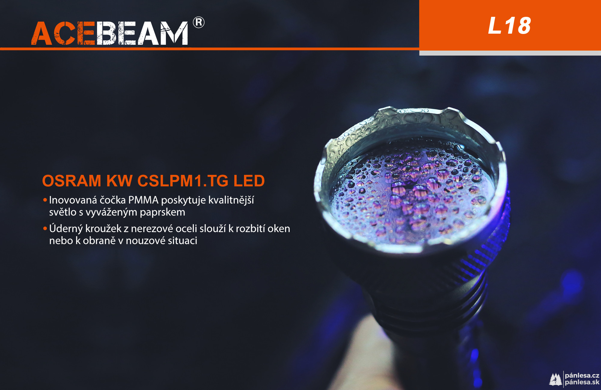 AceBeam L18, 1500 lm - Lovecká LED svítilna, černá