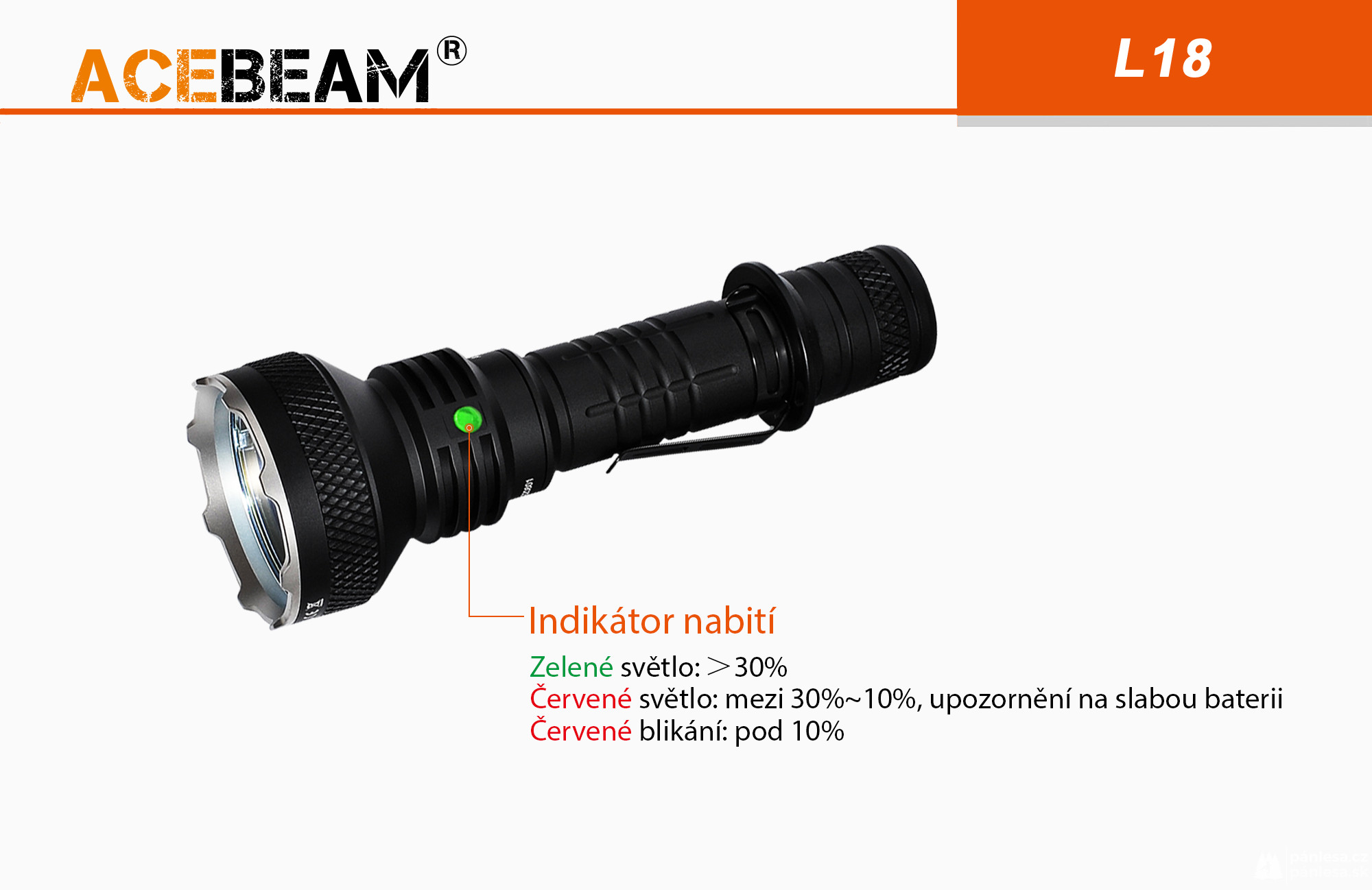 AceBeam L18, 1500 lm - Lovecká LED svítilna, černá