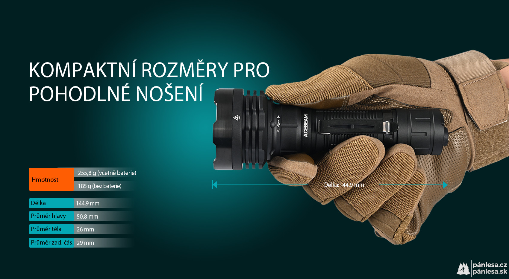 AceBeam Defender P18, 5000 lm, black - Taktická LED svítilna, černá