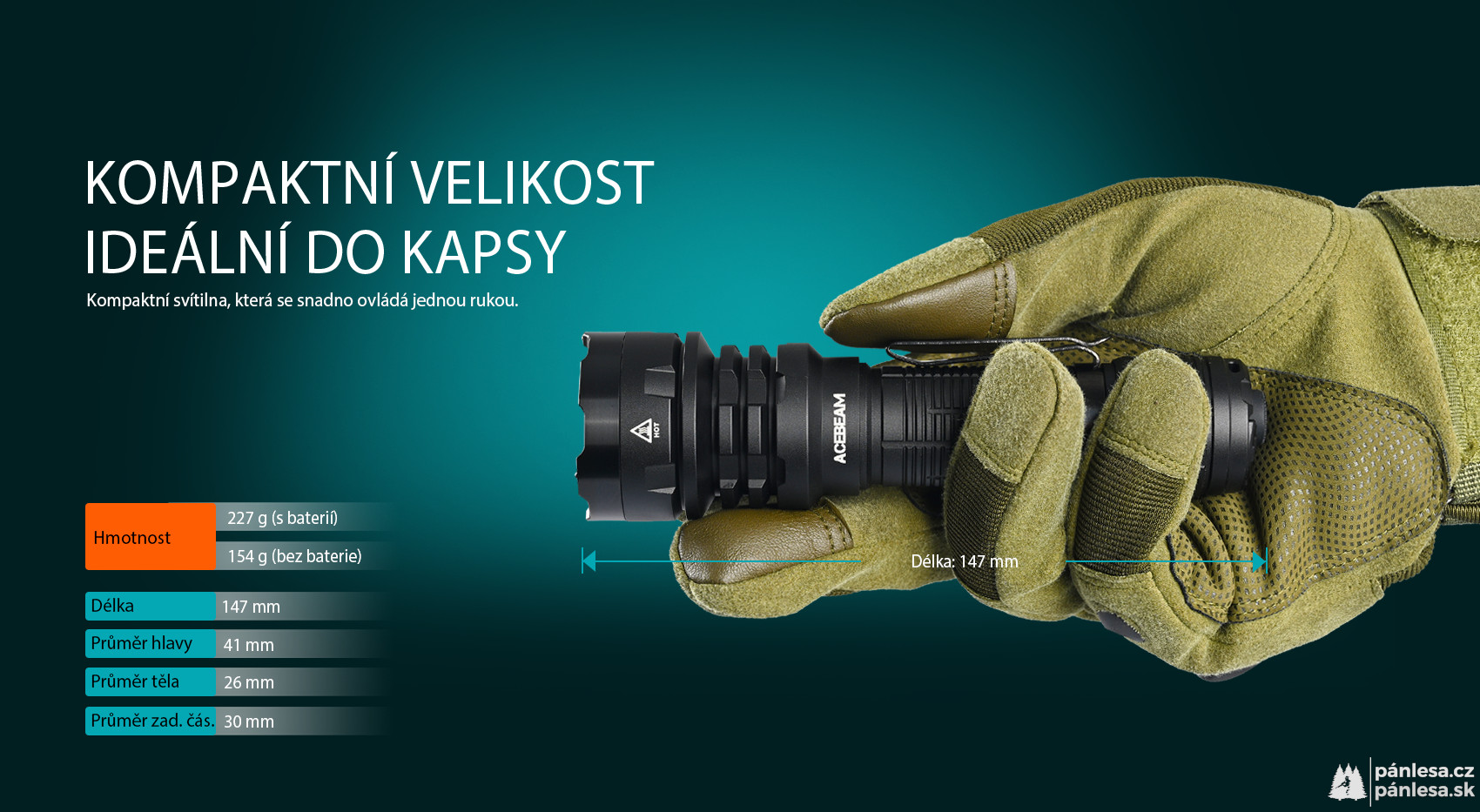 AceBeam Defender P17, 4900 lm, black - Taktická LED svítilna, černá