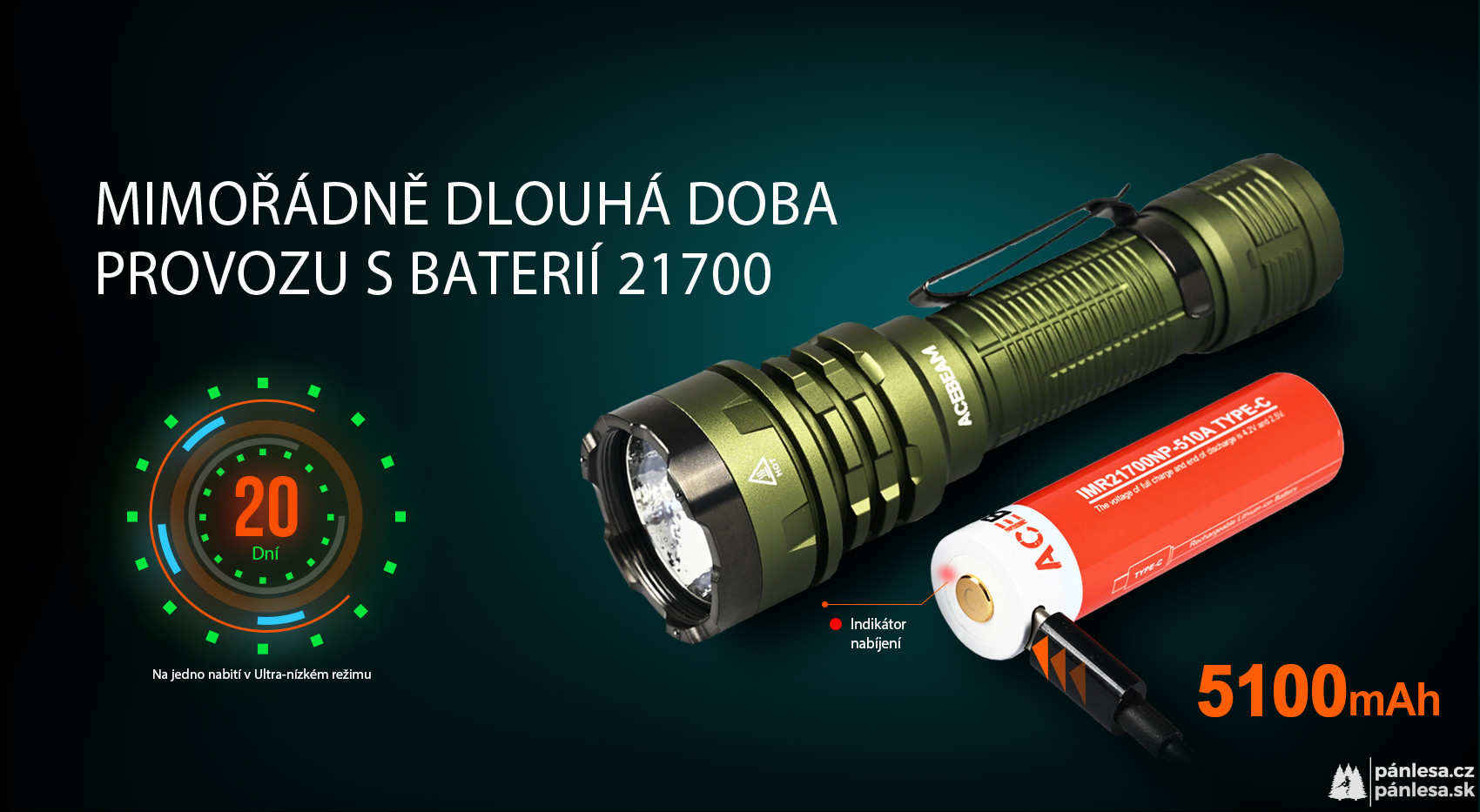 AceBeam Defender P17, 4900 lm, dark green - Taktická LED svítilna, zelená