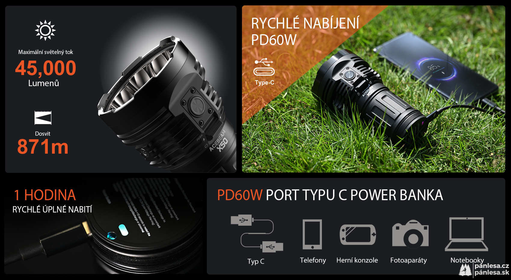 AceBeam X50 2.0, 45000 lm, black - LED svítilna, černá