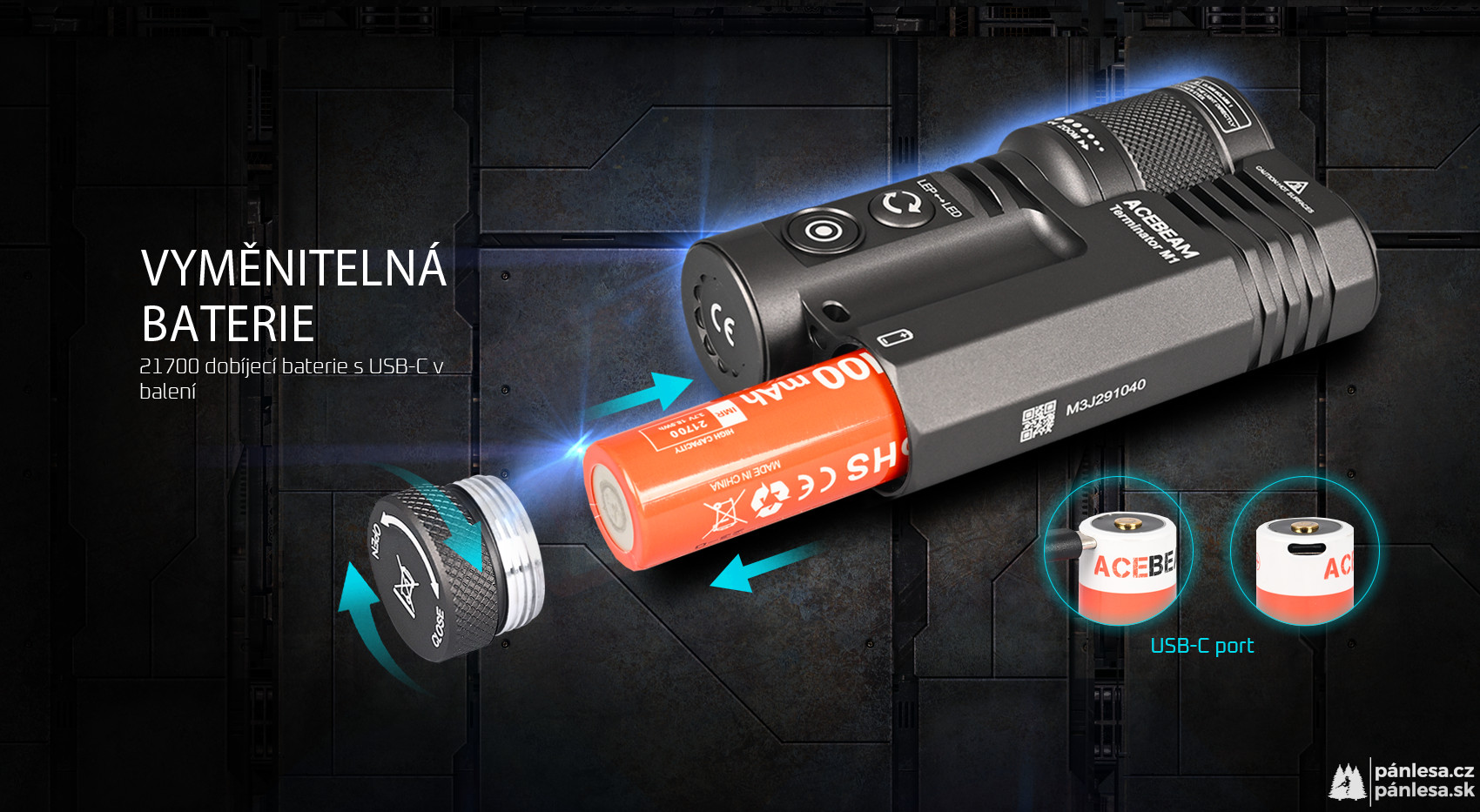 AceBeam Terminator M1, 3500 lm, grey - LEP a LED svítilna se zoomem, šedá