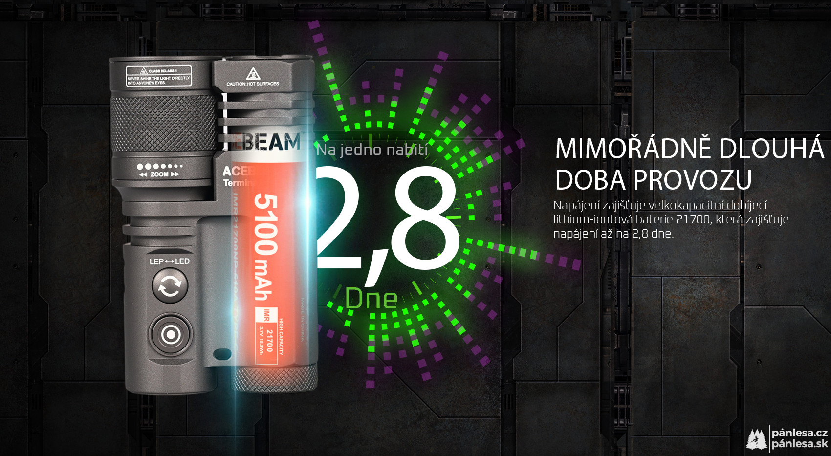 AceBeam Terminator M1, 3500 lm, grey - LEP a LED svítilna se zoomem, šedá