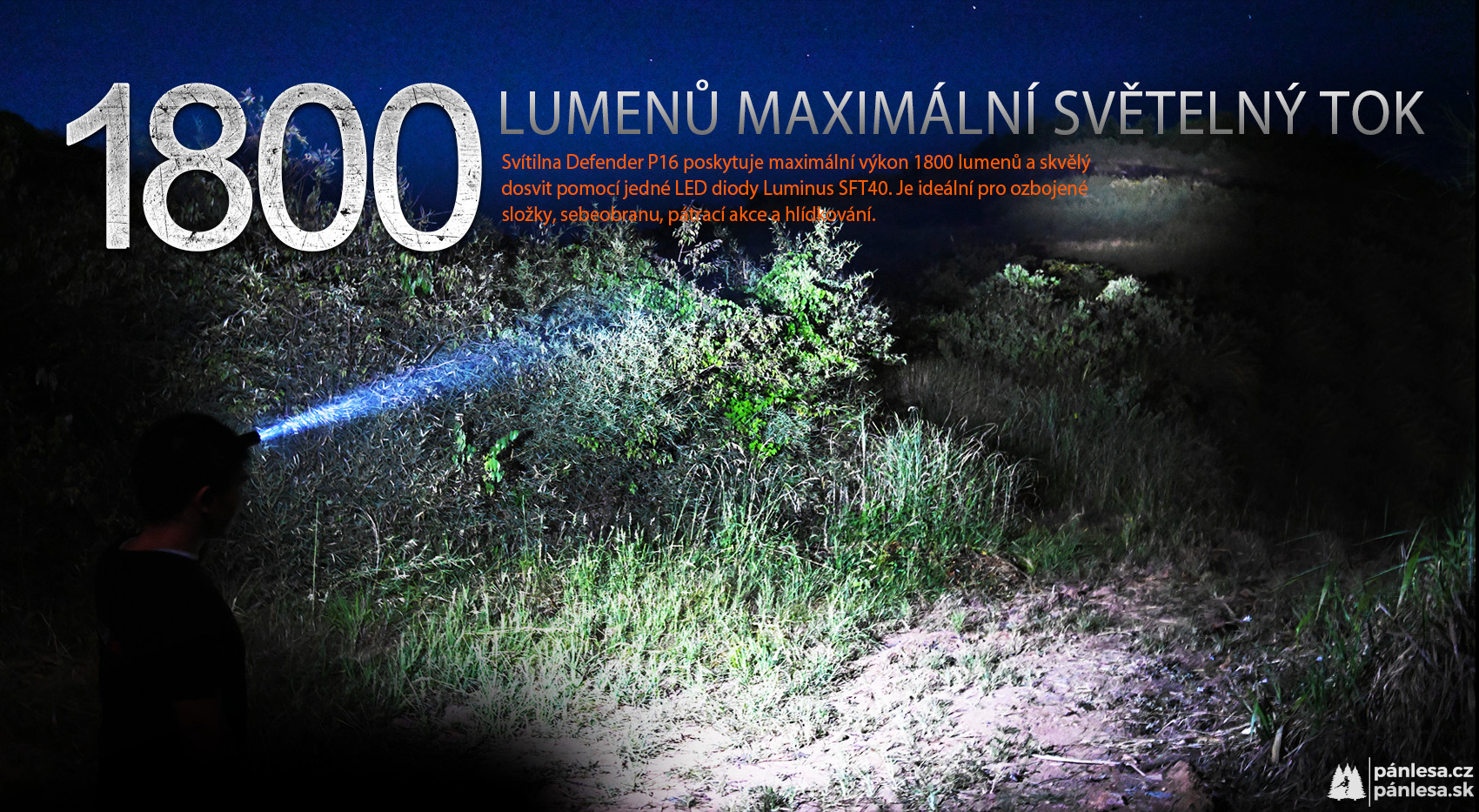 AceBeam Defender P16, 1800 lm, black - Taktická LED svítilna, černá