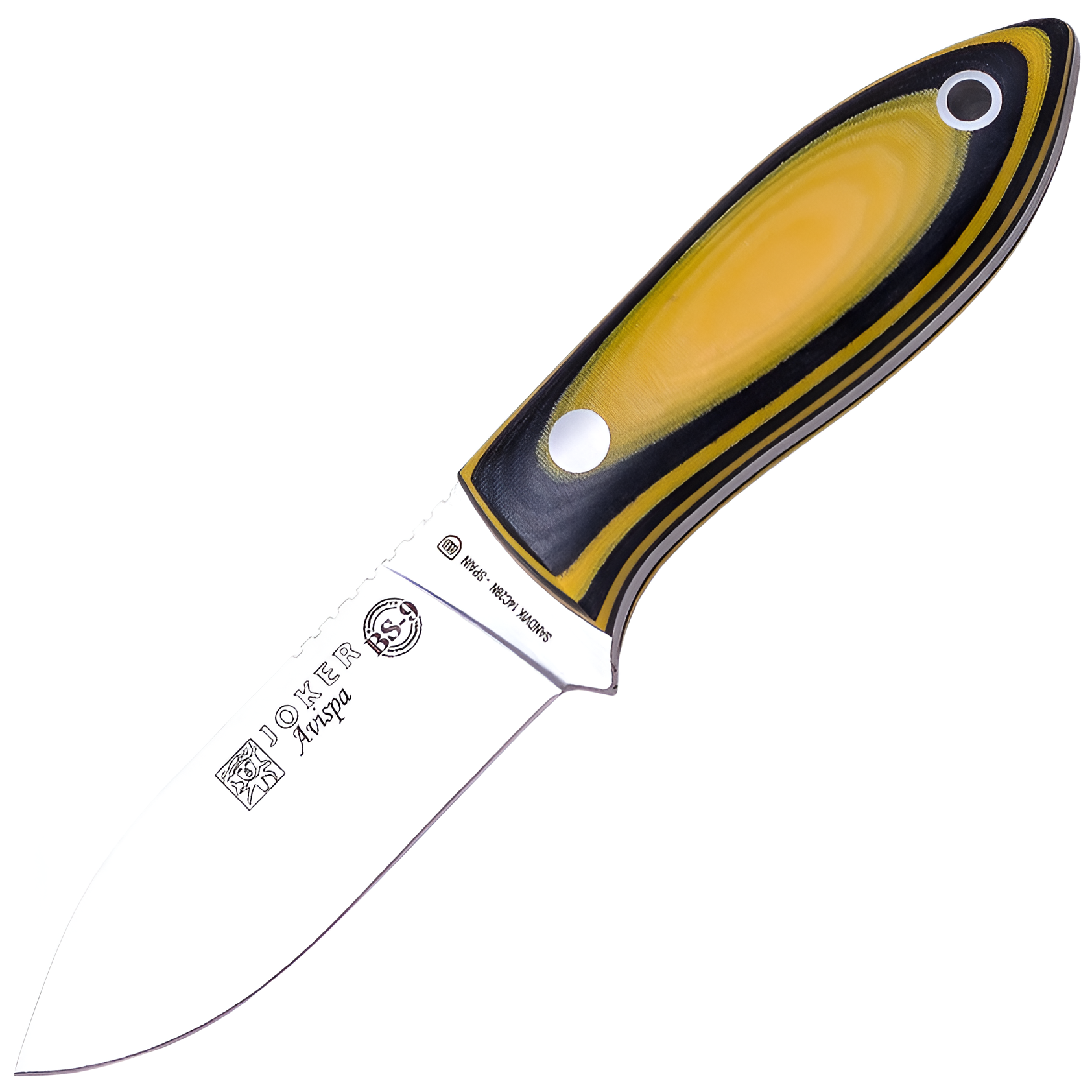 Joker Avispa BS9 - Bushcraftový nůž, 8 cm, micarta, černo-žlutý