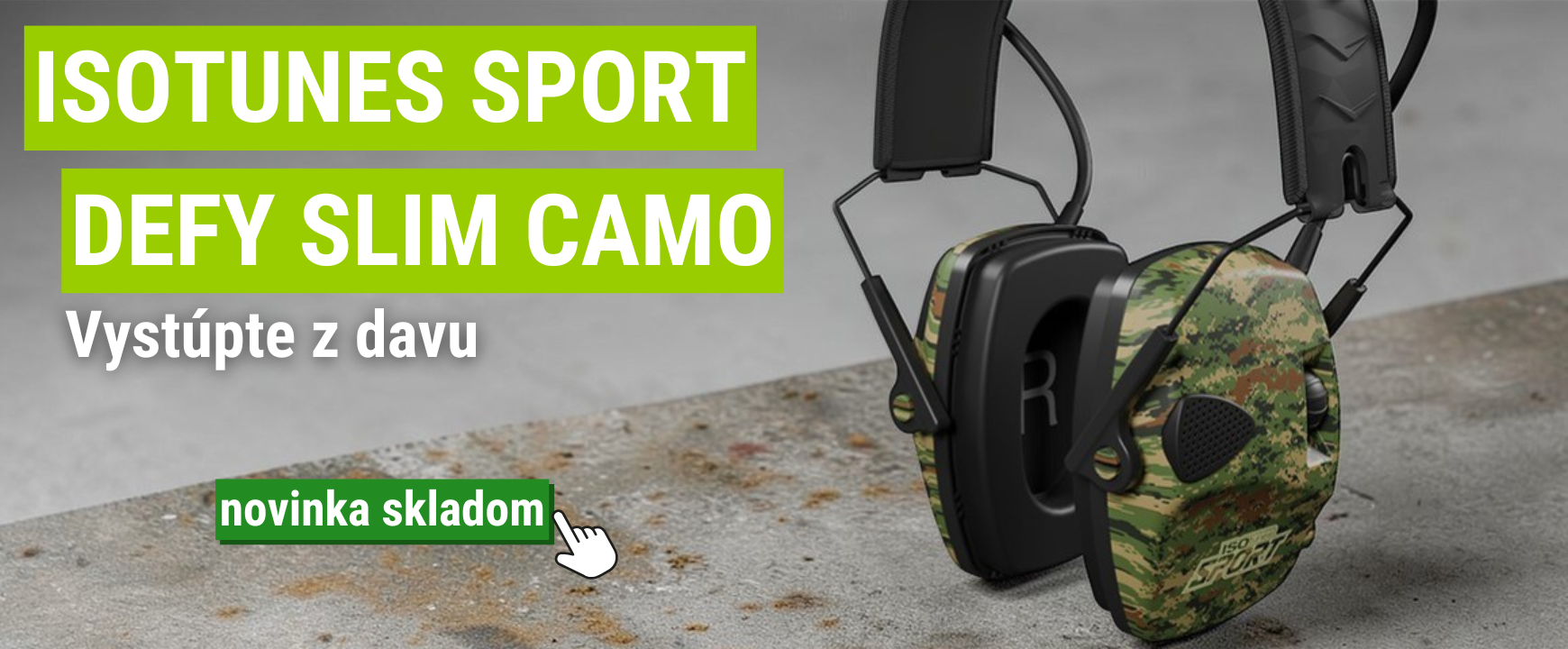 Nové strelecké slúchadlá ISOtunes Sport Defy Slim Green Camo