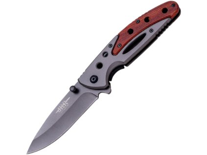 JKR Zatvárací nôž, 8 cm, drevo a hliník, hnedo-sivý