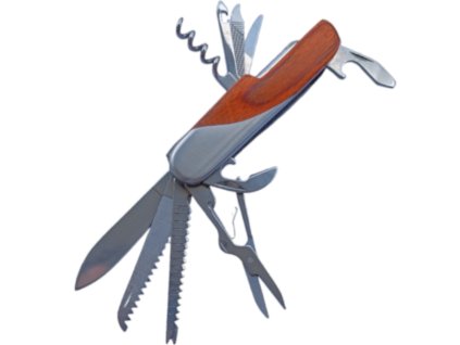 JKR Multifunkčný nôž, 6 cm, 14 funkcií, červené drevo