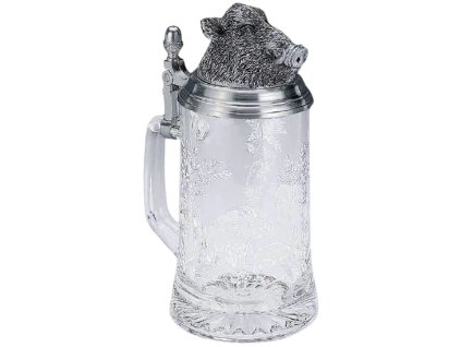Artina Korbel s 3D viečkom, 500 ml, motív s diviakom, sklo a cín