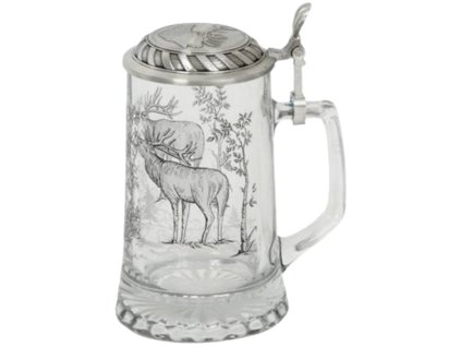 Artina Korbel s viečkom, 500 ml, motív s jeleňom, sklo a cín