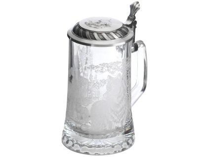Artina Korbel s viečkom, 500 ml, motív s vlkom, sklo a cín