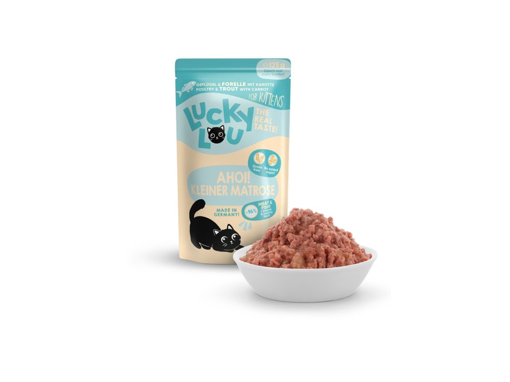 Lucky Lou Lifestage Kitten s drůbežím masem a pstruhem 125 g