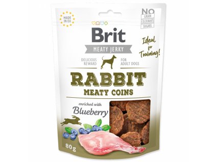 brit jerky rabbit meaty coins 80g original