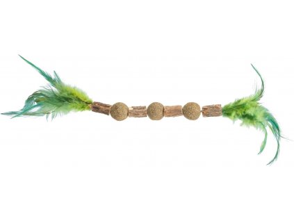 Matatabi řetěz s catnipovými míčky a peřím, 38 cm