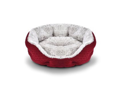 Oválný červený psí pelíšek - 70x65 cm
