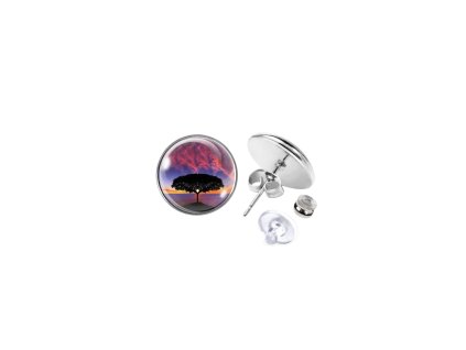 Peckové náušnice - pecky z chirurgické oceli 14 mm Fialový strom