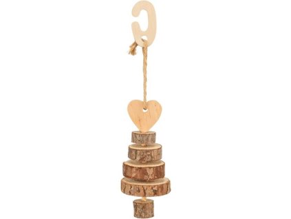 Vánoční okusovací stromek k zavěšení, ø 7 × 28 cm, dřevo/sisal