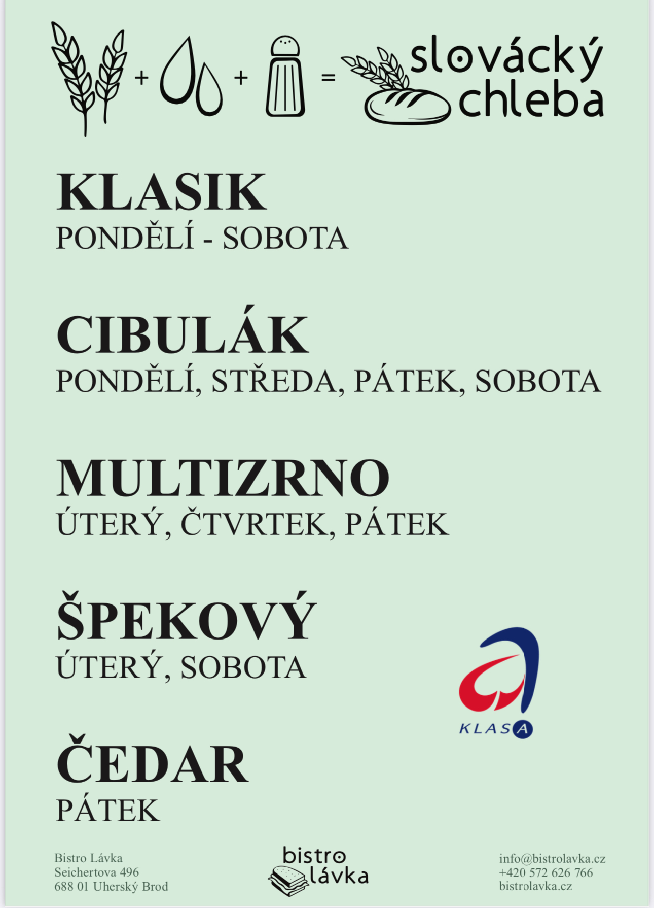 rozpis pečení chleba