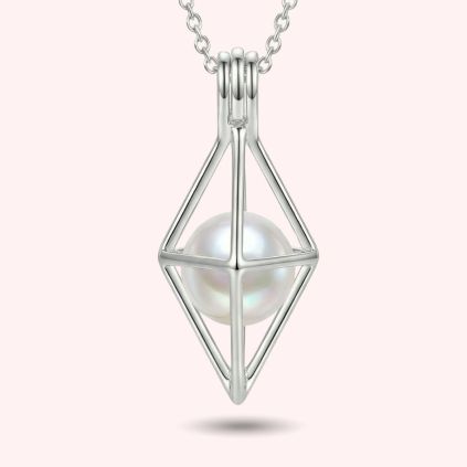 Pravé stříbro 925/1000 pyramida na perlu s řetízkem