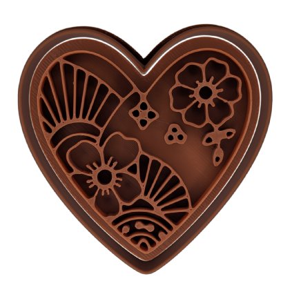 Vykrajovátko s razítkem Srdce s kytičkami