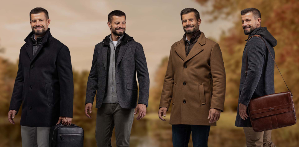 Nová kolekce pánské podzimní módy: Zaměřeno na prémiové bundy, vlněné kabáty, luxusní obleky, košile a hřejivé svetry
