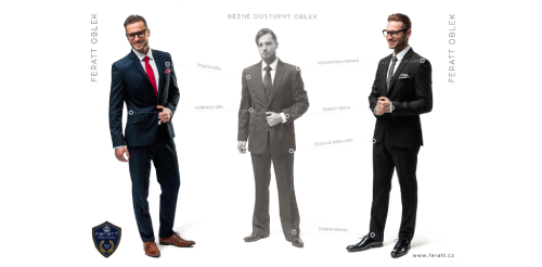 Pánský oblek FERATT ve srovnání s běžně dostupným oblekem