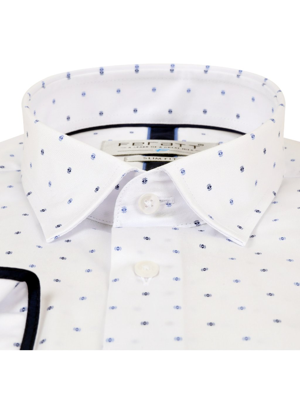 Košile JOHNNIE SLIM bílá s modrým vzorem - PÁNSKÁ MÓDA