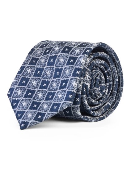 Pánská kravata, modrá se vzorem