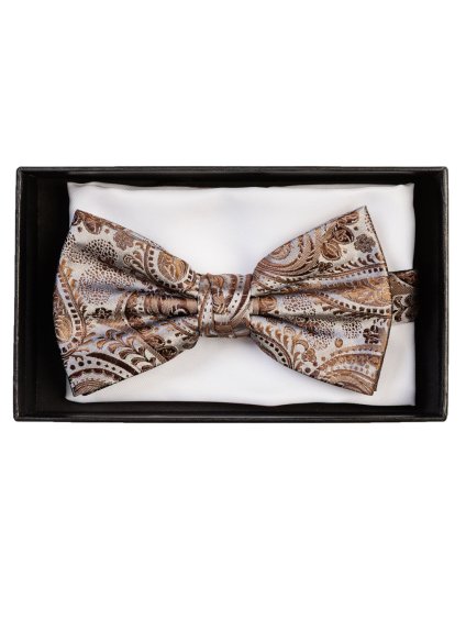 Pánský motýlek v zlaté a hnědé barvě.