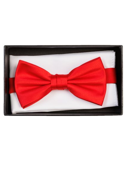 Motýlek v červené barvě s kapesníčkem Feratt