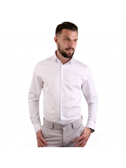 košile JOHNNIE Regular bílá - modro-červený vzor