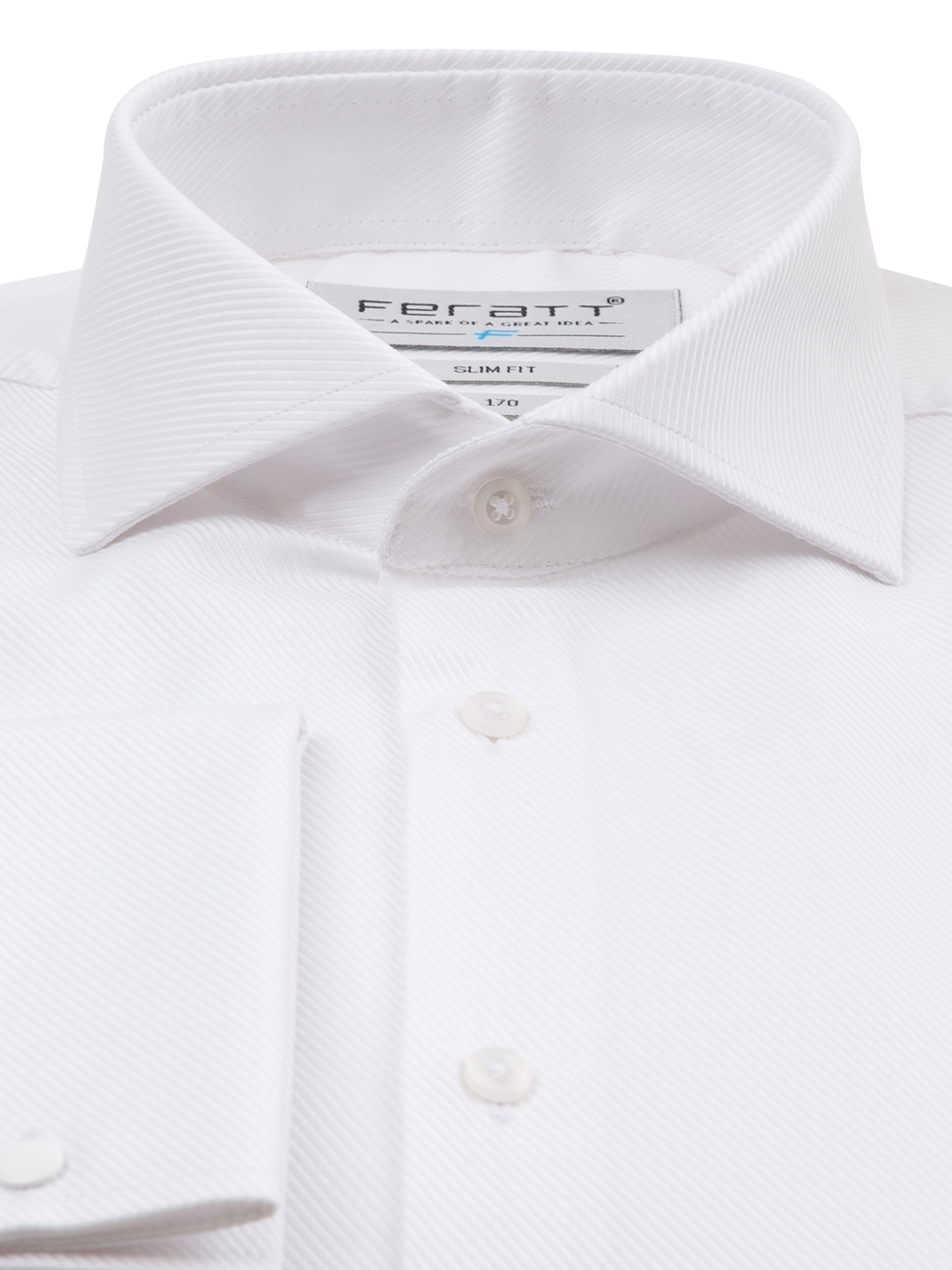 FERATT Pánská košile F-LINE Stev SLIM bílá manžetové knoflíčky Velikost: XXL 170