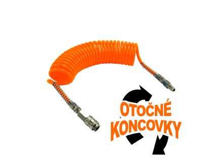 Špirálová hadica AirFlow® PU 15 m, Ø 6,5/10 mm, 8bar s otočnou rýchlospojkou DN7,2 samica/samec