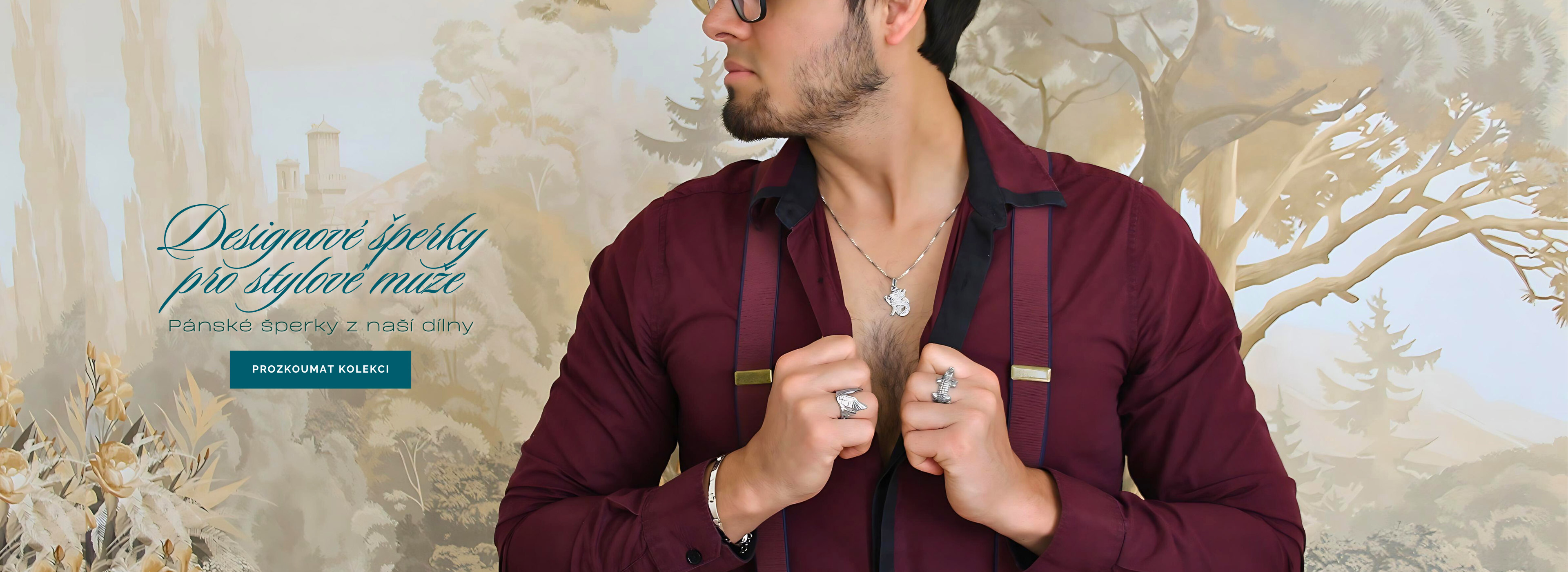 Muž ukazující šperky