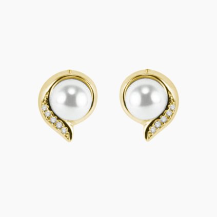 Harbor zlaté náušnice s perlami na šroubek šperky panthera leo