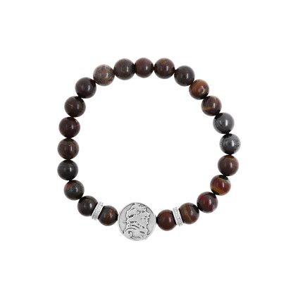 Pánský náramek Half Moon Bay se stříbrem a tygřím okem