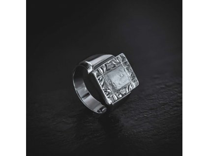 Pánský stříbrný prsten Oceanside s ruční rytinou
