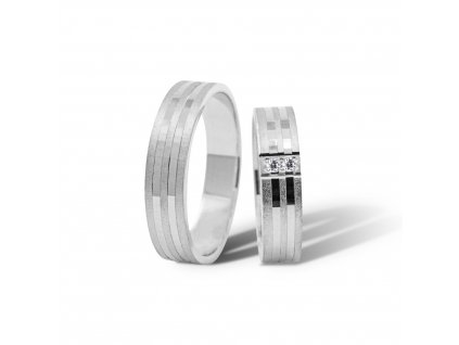 Stříbrné snubní prsteny Emma & Julian (Velikost dámského prstenu 60, Velikost pánského prstenu 56)