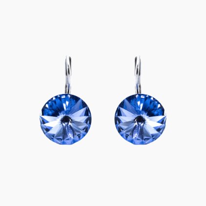 Stříbrné náušnice Rivoli 10mm light sapphire