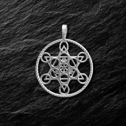 Stříbrný pánský přívěsek Metatron symbol posvátné geometrie