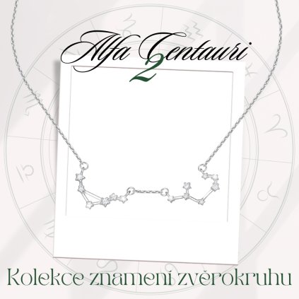 Stříbrný náhrdelník 2 znamení zvěrokruhu souhvězdí Alfa Centauri