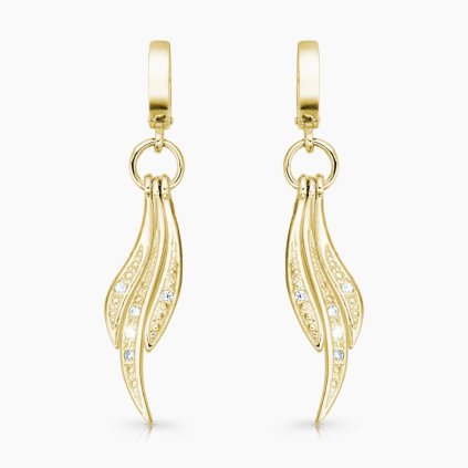 zlaté náušnice Ginevra luxusní visací s kamínky panthera leo