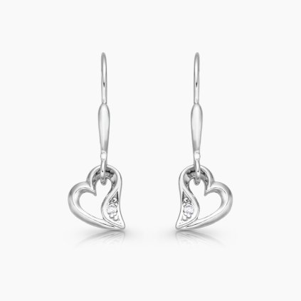 Adonis stříbrné náušnice srdíčka bílé zlato panthera leo