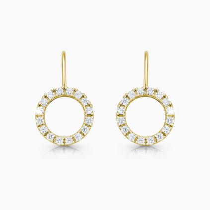 Karma zlaté náušnice s kamínky větší žluté zlato panthera leo