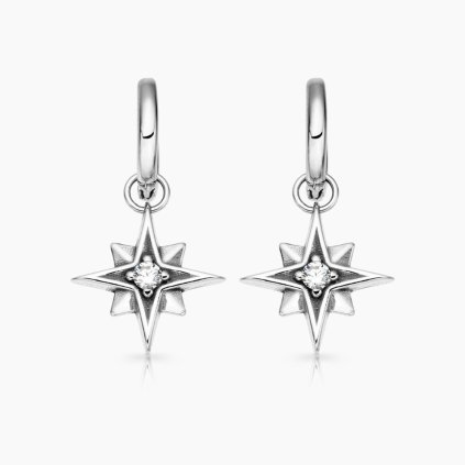 Andromeda stříbrné náušnice s hvězdou polárkou panthera leo onyx fox
