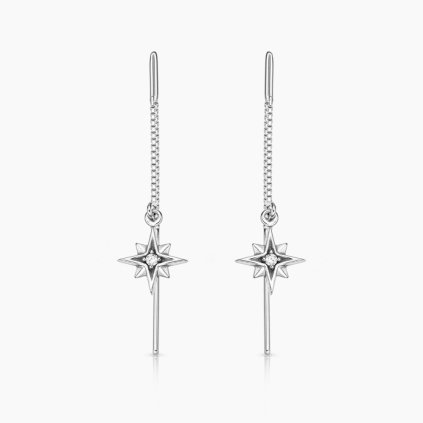 Illyria stříbrné náušnice hvězdička s kamínkem bílé zlato onyx fox panthera leo