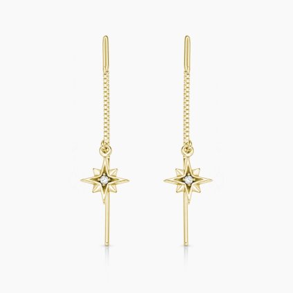 Illyria zlaté náušnice hvězdička s kamínkem žluté zlato onyx fox panthera leo